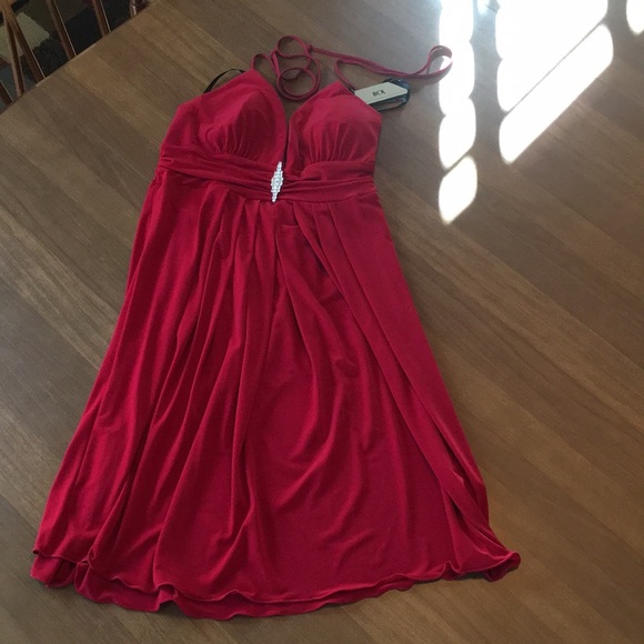 Ruby red cocktail party dress rhinestone jewels Y2K homecoming dance NWT 💃🏻 - Picture 12 of 16